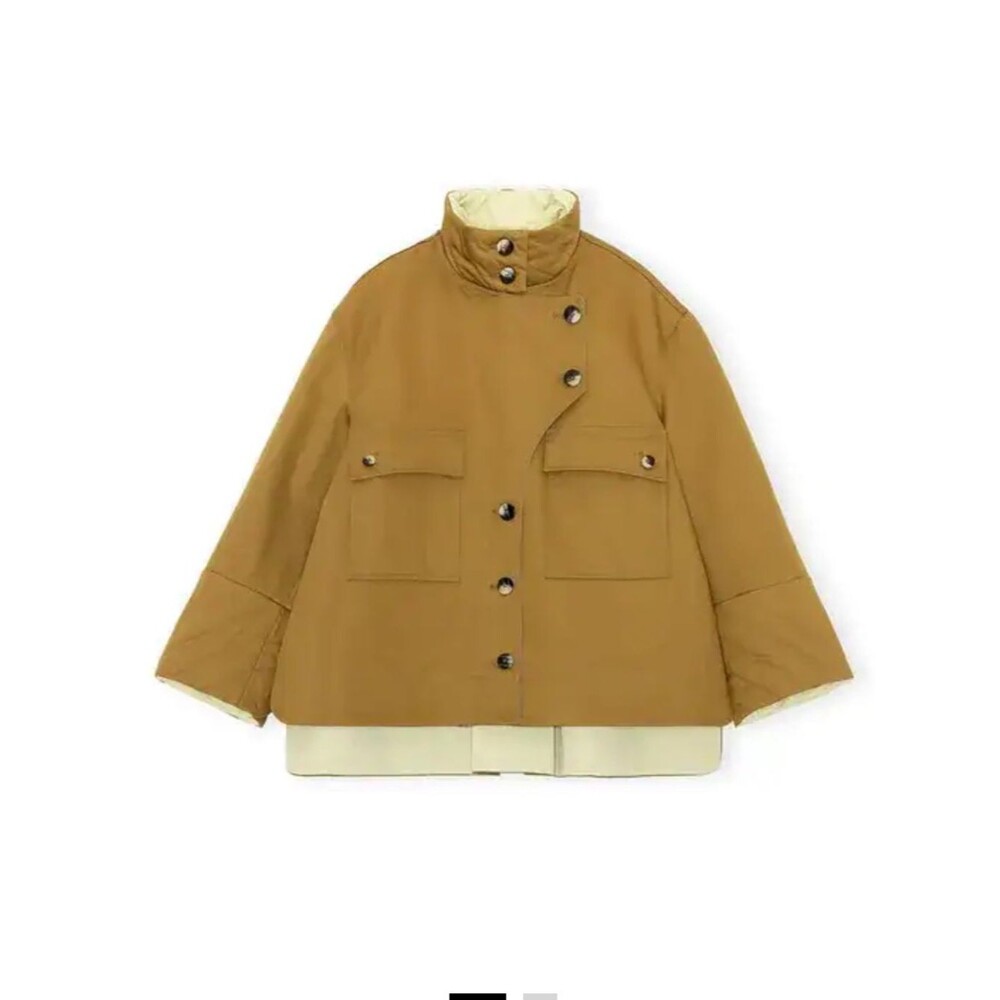 Ganni double twill women oversized utility chore cropped Jacket trench coat 38 M - Picture 5 of 16